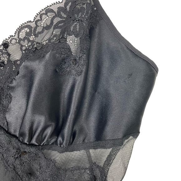 Vintage Y2K Victoria’s Secret Silk Mini Slip Dress Sheer Lace Size M Black - Picture 9 of 15